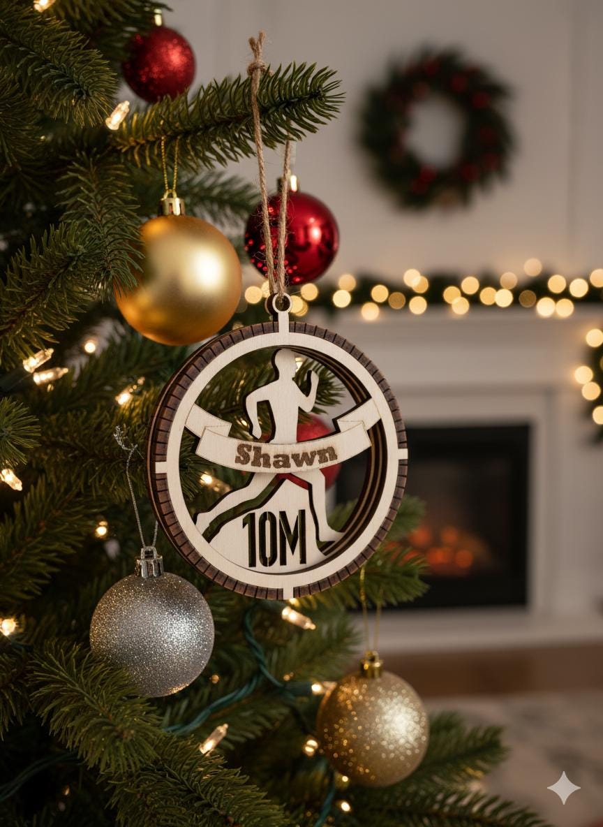 Personalized Runner Ornament | Custom Name Keepsake – 5K / 10K / 10M / 13.1 / 26.2 Gift