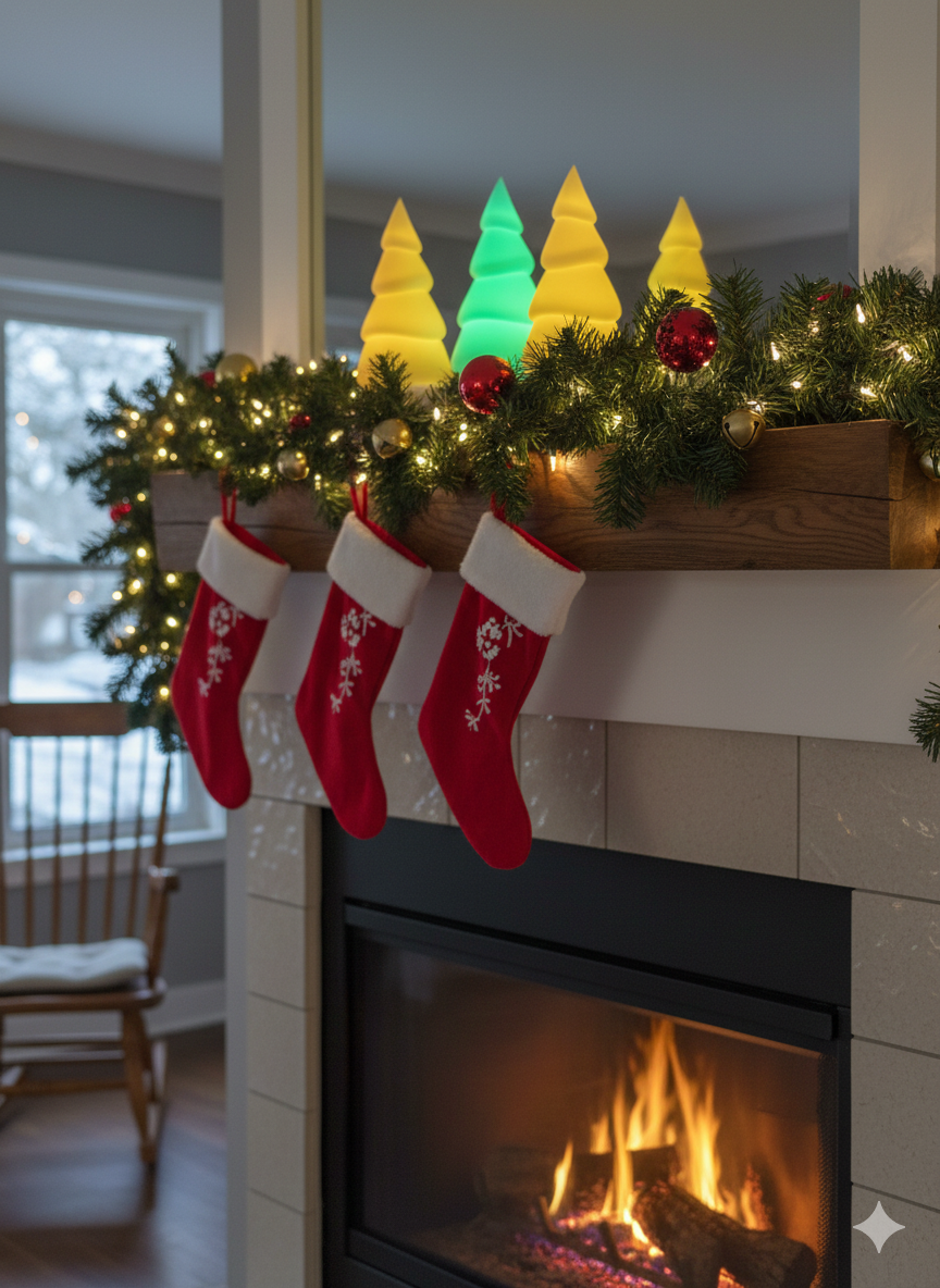 3D Printed Light Up Christmas Tree Set • RGB Remote-Controlled Holiday Décor • Glowing LED Trees • Christmas Centerpiece Decoration