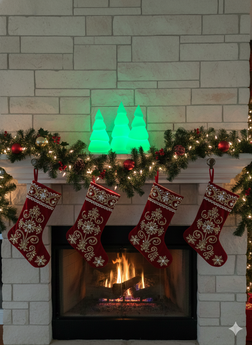 3D Printed Light Up Christmas Tree Set • RGB Remote-Controlled Holiday Décor • Glowing LED Trees • Christmas Centerpiece Decoration