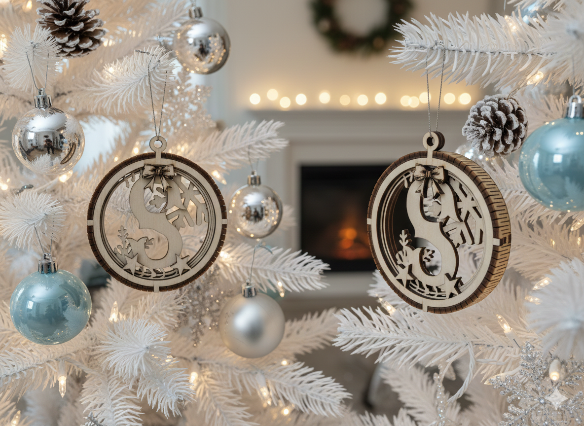 Custom Monogram Christmas Ornament | 3-Layer Laser Cut Ornament | Personalized Initial Ornament | Wood Holiday Decoration | All Letters A–Z